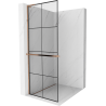 Mexen Kioto+ L Duschwand mit Regal Walk-in 90 x 200 cm, schwarzes Gitter, Roségold - 800-090-123-60-77