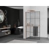 Mexen Kioto+ L paroi de douche avec étagère Walk-in 100 x 200 cm, grille noire, or rose - 800-100-123-60-77