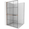 Mexen Kioto+ L paroi de douche avec étagère Walk-in 100 x 200 cm, grille noire, or rose - 800-100-123-60-77