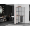Mexen Kioto+ L dušisein koos Walk-in riiuliga 110 x 200 cm, must ruudustik, roosa kuld - 800-110-123-60-77