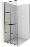 Mexen Kioto+ L tuš stijena s policom Walk-in 70 x 200 cm, crna rešetka, zlatna - 800-070-123-50-77