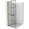 Mexen Kioto+ L Duschwand mit Regal Walk-in 80 x 200 cm, schwarzes Gitter, Gold - 800-080-123-50-77