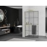 Mexen Kioto+ L Walk-in Shower Wall with Shelf 100 x 200 cm, Black Pattern, Gold - 800-100-123-50-77