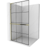 Mexen Kioto+ L shower screen with Walk-in shelf 100 x 200 cm, black grid, gold - 800-100-123-50-77