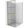 Mexen Kioto+ L shower panel with shelf Walk-in 90 x 200 cm, black grid, brushed gold - 800-090-123-55-77