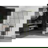 Mexen Kioto+ L Duschwand mit Ablage Walk-in 100 x 200 cm, schwarzes Raster, gebürstetes Gold - 800-100-123-55-77