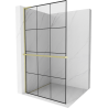 Mexen Kioto+ L Duschwand mit Ablage Walk-in 100 x 200 cm, schwarzes Raster, gebürstetes Gold - 800-100-123-55-77