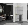 Mexen Kioto+ L paroi de douche avec étagère Walk-in 120 x 200 cm, grille noire, or brossé - 800-120-123-55-77