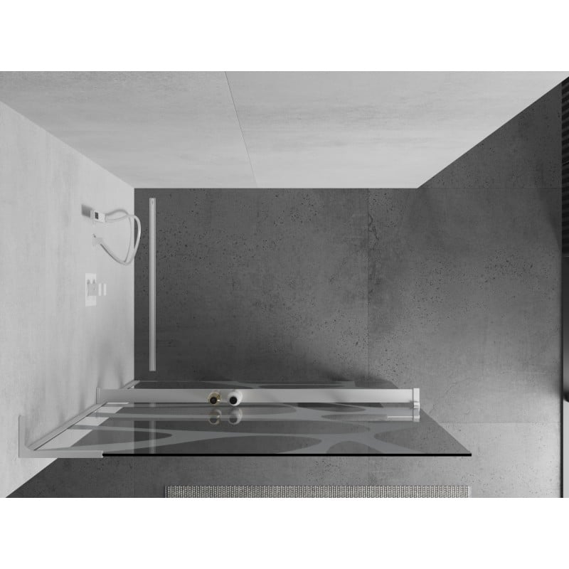 Mexen Kioto+ L ścianka prysznicowa z półką Walk-in 80 x 200 cm, biała fala, biała - 800-080-123-20-97