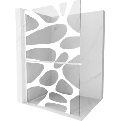 Mexen Kioto+ L ścianka prysznicowa z półką Walk-in 80 x 200 cm, biały wzór, biała - 800-080-123-20-97