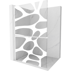 Mexen Kioto+ L ścianka prysznicowa z półką Walk-in 100 x 200 cm, biały wzór, biała - 800-100-123-20-97