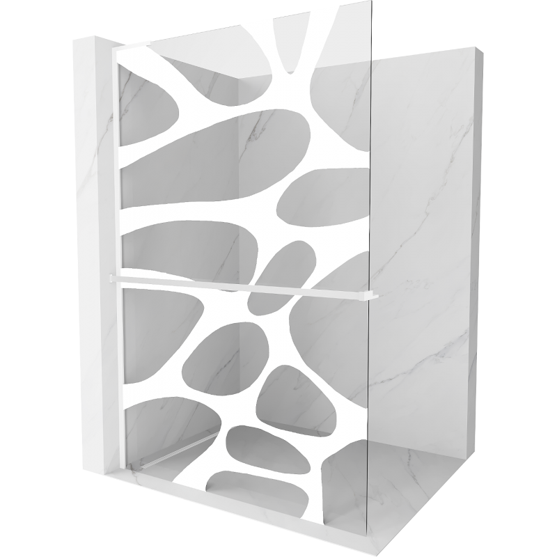 Mexen Kioto+ L suihkuseinä hyllyllä Walk-in 100 x 200 cm, valkoinen aalto, valkoinen - 800-100-123-20-97