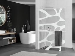 Mexen Kioto+ L parete doccia con mensola Walk-in 110 x 200 cm, onda bianca, bianca - 800-110-123-20-97