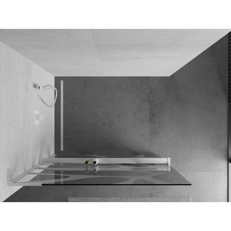 Mexen Kioto+ L dušisein riiuliga Walk-in 120 x 200 cm, valge laine, valge - 800-120-123-20-97