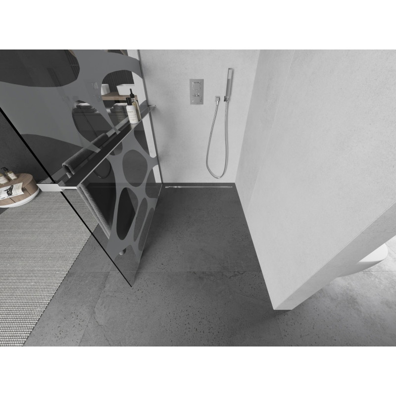 Mexen Kioto+ L dušisein riiuliga Walk-in 80 x 200 cm, valge laine, kroom - 800-080-123-01-97