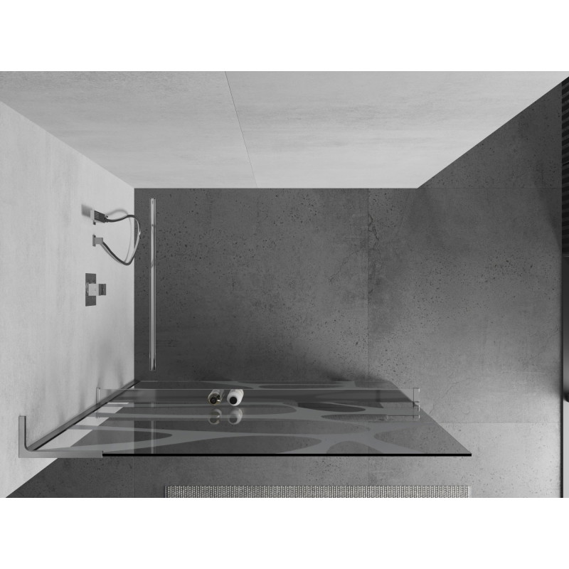 Mexen Kioto+ L dušisein riiuliga Walk-in 80 x 200 cm, valge laine, kroom - 800-080-123-01-97