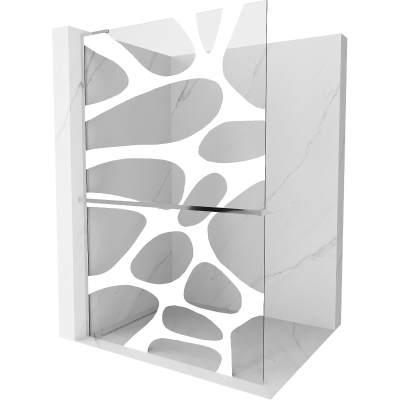 Mexen Kioto+ L dušinurk riiuliga Walk-in 120 x 200 cm, valge laine, kroom - 800-120-123-01-97