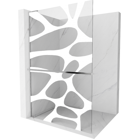 Mexen Kioto+ L paroi de douche avec étagère Walk-in 120 x 200 cm, vague blanche, chrome - 800-120-123-01-97