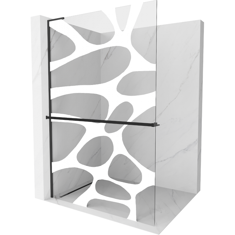 Mexen Kioto+ L Duschwand mit Ablage Walk-in 70 x 200 cm, weiße Welle, schwarz - 800-070-123-70-97