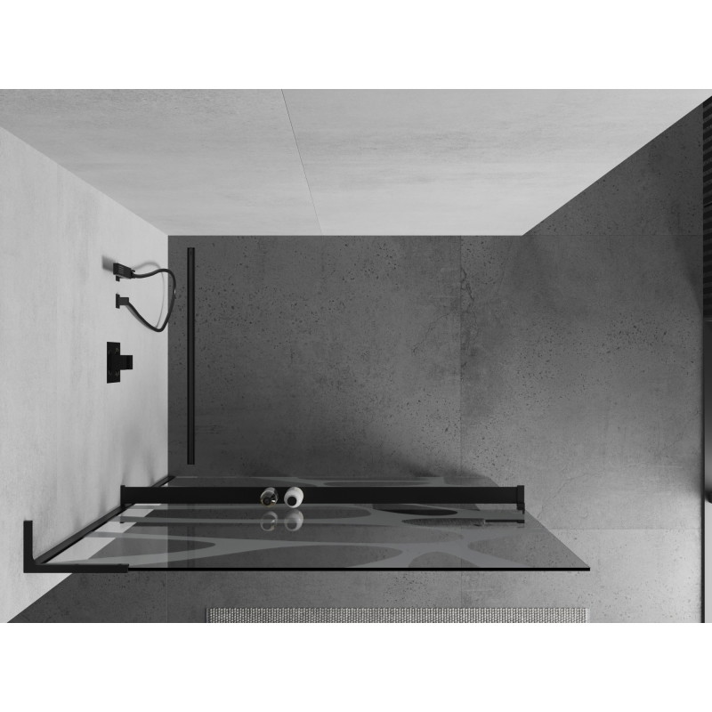 Mexen Kioto+ L dušisein riiuliga Walk-in 100 x 200 cm, valge laine, must - 800-100-123-70-97