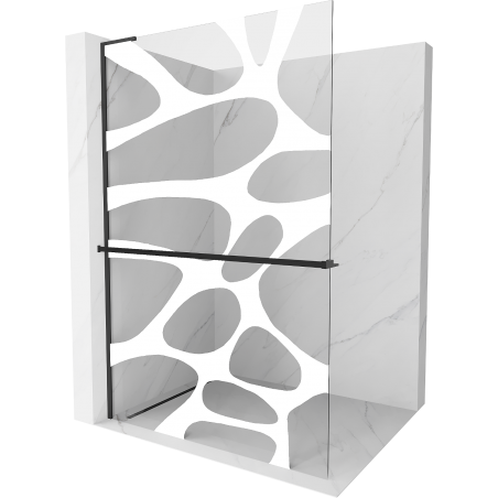Mexen Kioto+ L paroi de douche avec étagère Walk-in 120 x 200 cm, motif blanc, noir - 800-120-123-70-97
