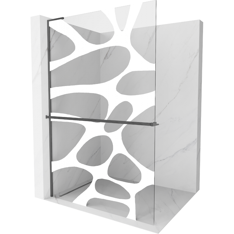 Mexen Kioto+ L parede de chuveiro com prateleira Walk-in 70 x 200 cm, onda branca, cinza escovado - 800-070-123-66-97