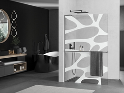 Mexen Kioto+ L Duschwand mit Ablage Walk-in 80 x 200 cm, weiße Welle, gun gray gebürstet - 800-080-123-66-97