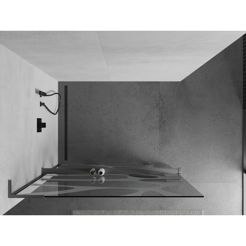 Mexen Kioto+ L dušisein riiuliga Walk-in 120 x 200 cm, valge laine, harjatud gun gray - 800-120-123-66-97