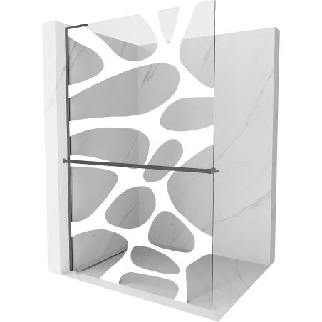 Mexen Kioto+ L Shower Wall with Shelf Walk-in 120 x 200 cm, White Wave, Gun Gray Brushed - 800-120-123-66-97