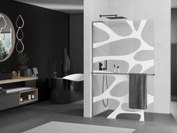 Mexen Kioto+ L tuš zid s policom Walk-in 70 x 200 cm, bijeli val, pištolj metal - 800-070-123-95-97