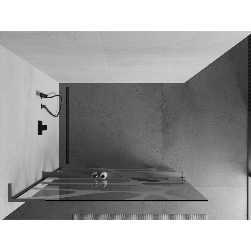 Mexen Kioto+ L dušisein riiuliga Walk-in 80 x 200 cm, valge laine, gun metal - 800-080-123-95-97