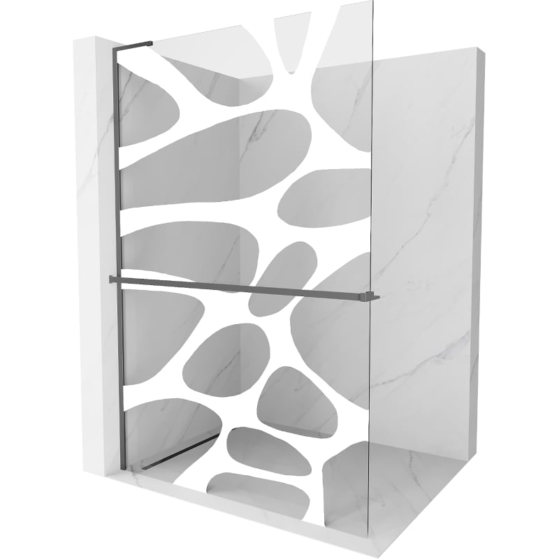 Mexen Kioto+ L dušisein riiuliga Walk-in 80 x 200 cm, valge laine, gun metal - 800-080-123-95-97
