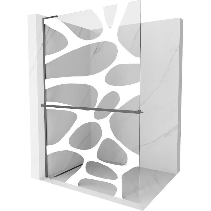 Mexen Kioto+ L dušisein koos riiuliga Walk-in 90 x 200 cm, valge laine, gun metal - 800-090-123-95-97
