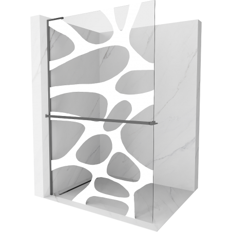 Mexen Kioto+ L Duschwand mit Regal Walk-in 90 x 200 cm, weiße Welle, Gun Metal - 800-090-123-95-97
