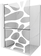 Mexen Kioto+ L Duschwand mit Regal Walk-in 90 x 200 cm, weiße Welle, Gun Metal - 800-090-123-95-97