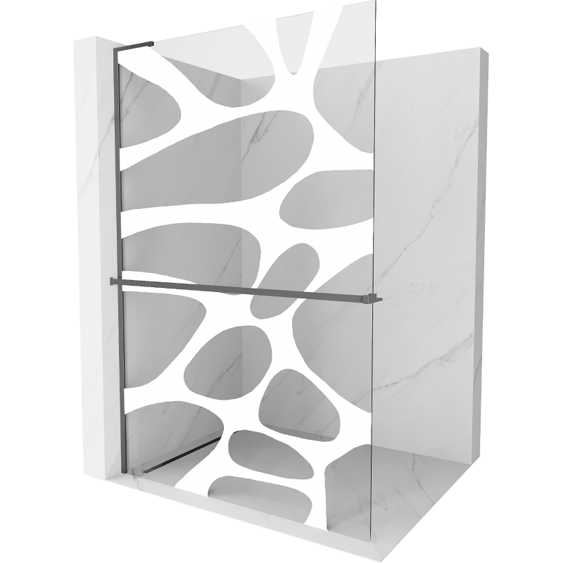 Mexen Kioto+ L paroi de douche avec étagère Walk-in 100 x 200 cm, vague blanche, gun metal - 800-100-123-95-97