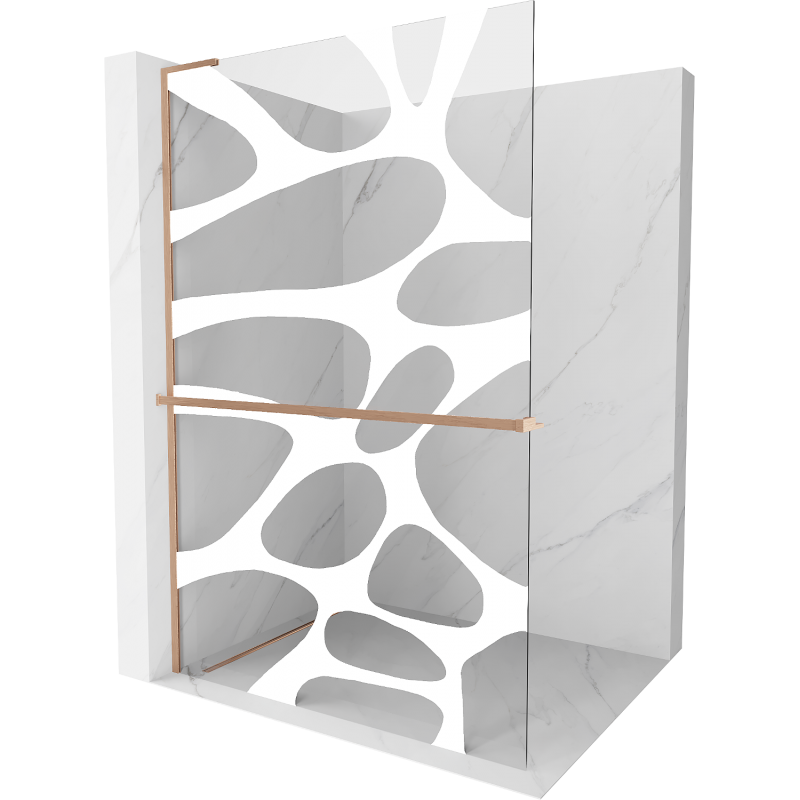 Mexen Kioto+ L panel de ducha con estante Walk-in 80 x 200 cm, onda blanca, cobre cepillado - 800-080-123-65-97