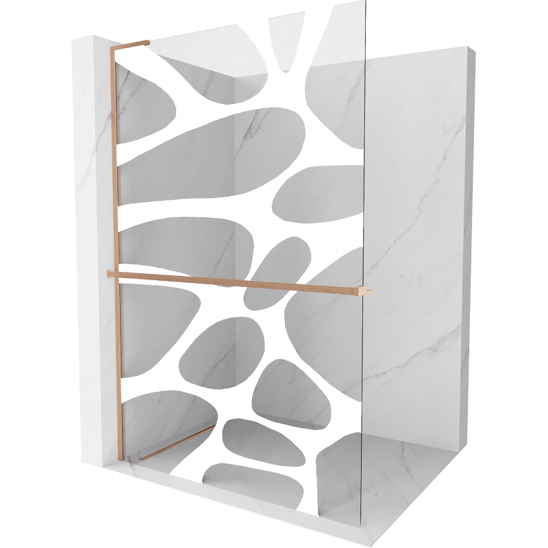 Mexen Kioto+ L parede de duche com prateleira Walk-in 80 x 200 cm, onda branca, cobre escovado - 800-080-123-65-97