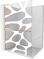 Mexen Kioto+ L Duschwand mit Regal Walk-in 80 x 200 cm, weiße Welle, gebürstetes Kupfer - 800-080-123-65-97