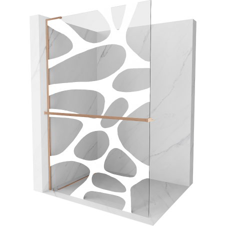 Mexen Kioto+ L ścianka prysznicowa z półką Walk-in 90 x 200 cm, biała fala, miedź szczotkowana - 800-090-123-65-97