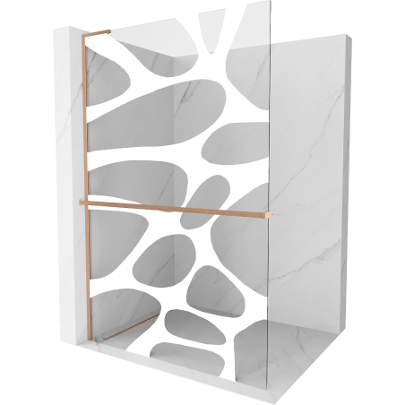 Mexen Kioto+ L Duschwand mit Ablage Walk-in 100 x 200 cm, weiße Welle, gebürstetes Kupfer - 800-100-123-65-97