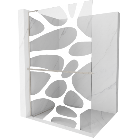 Mexen Kioto+ L Shower Wall with Shelf Walk-in 80 x 200 cm, White Wave, Brushed Nickel - 800-080-123-97-97