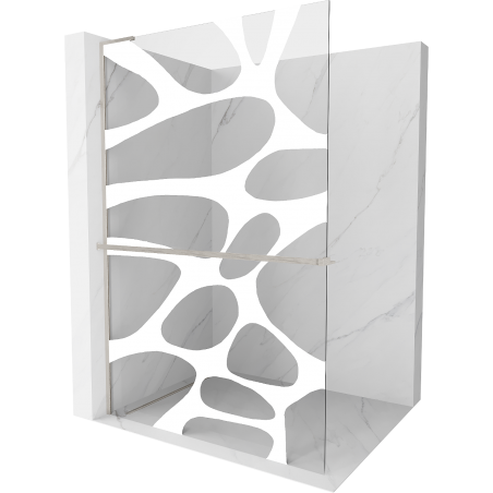 Mexen Kioto+ L Duschwand mit Regal Walk-in 100 x 200 cm, weiße Welle, gebürsteter Nickel - 800-100-123-97-97