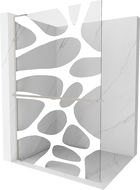 Mexen Kioto+ L Duschwand mit Regal Walk-in 100 x 200 cm, weiße Welle, gebürsteter Nickel - 800-100-123-97-97