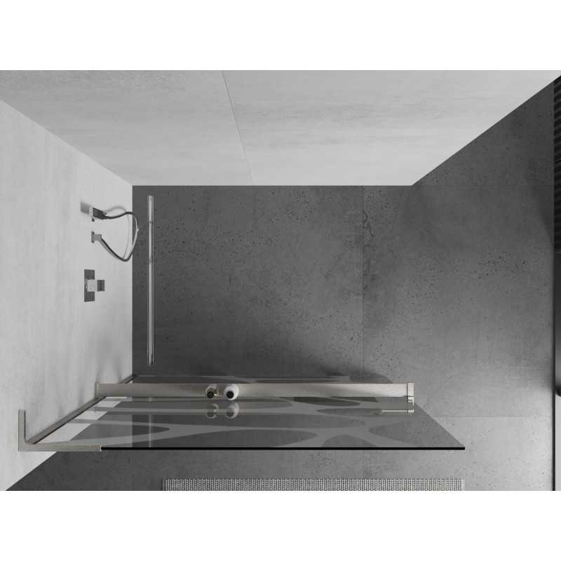 Mexen Kioto+ L dušisein riiuliga Walk-in 120 x 200 cm, valge laine, harjatud nikkel - 800-120-123-97-97