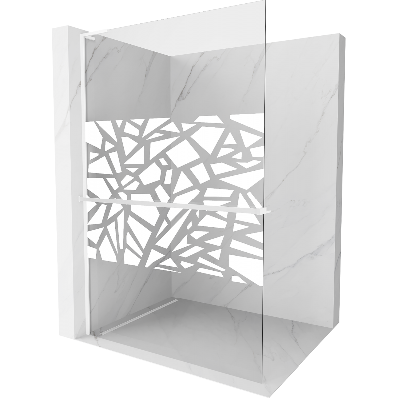 Mexen Kioto+ L shower screen with Walk-in shelf 80 x 200 cm, white pattern, white - 800-080-123-20-85