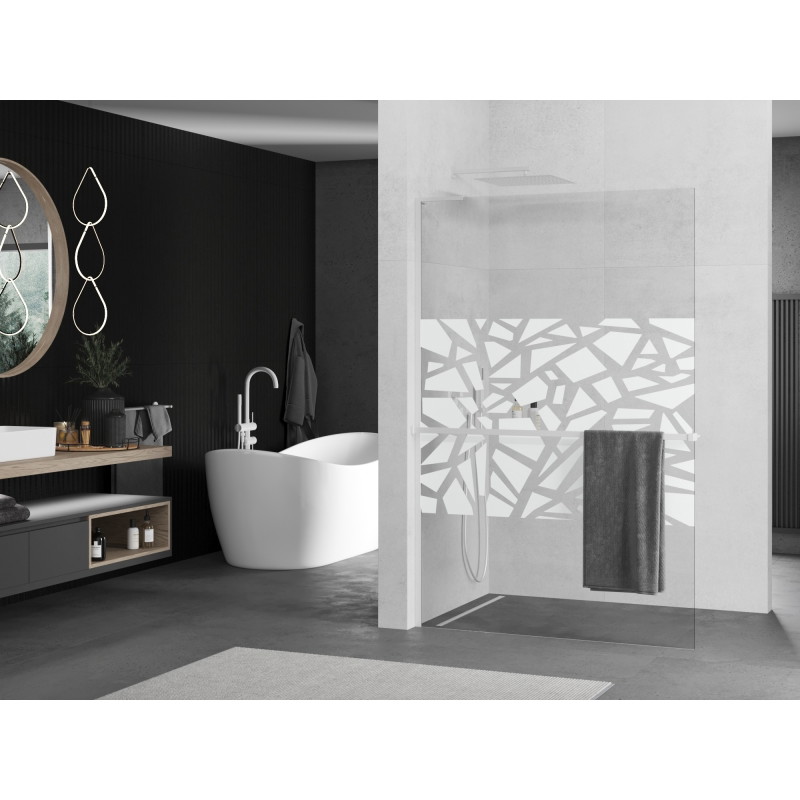 Mexen Kioto+ L dušisein riiuliga Walk-in 90 x 200 cm, valge muster, valge - 800-090-123-20-85