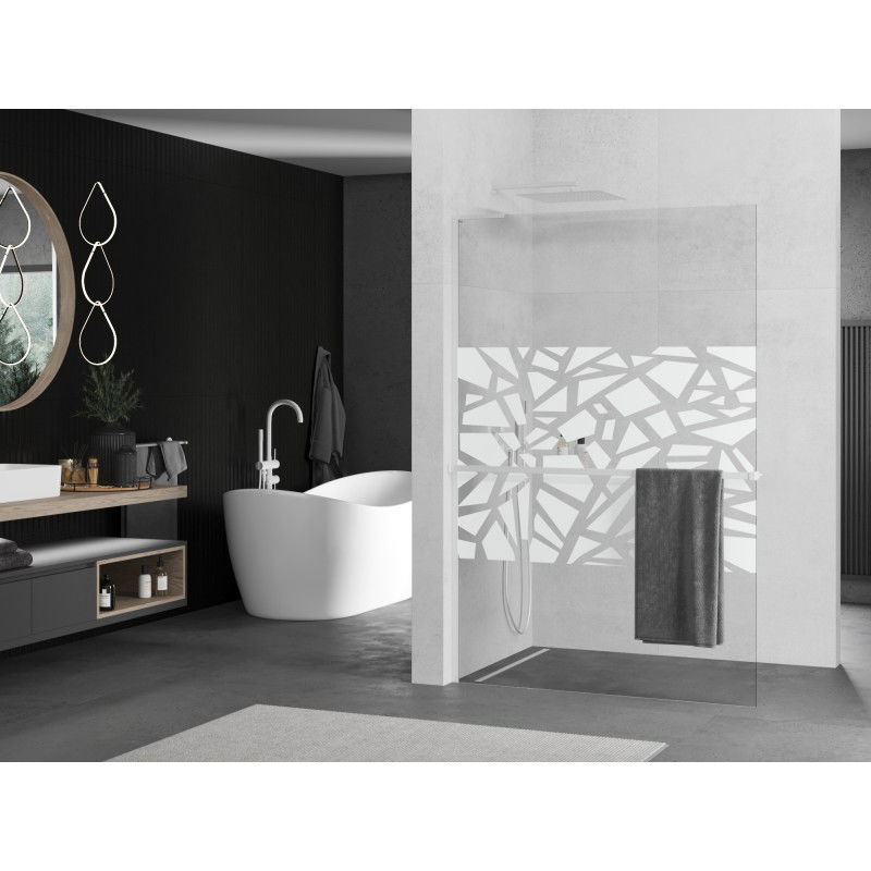 Mexen Kioto+ L paroi de douche avec étagère Walk-in 90 x 200 cm, motif blanc, blanc - 800-090-123-20-85