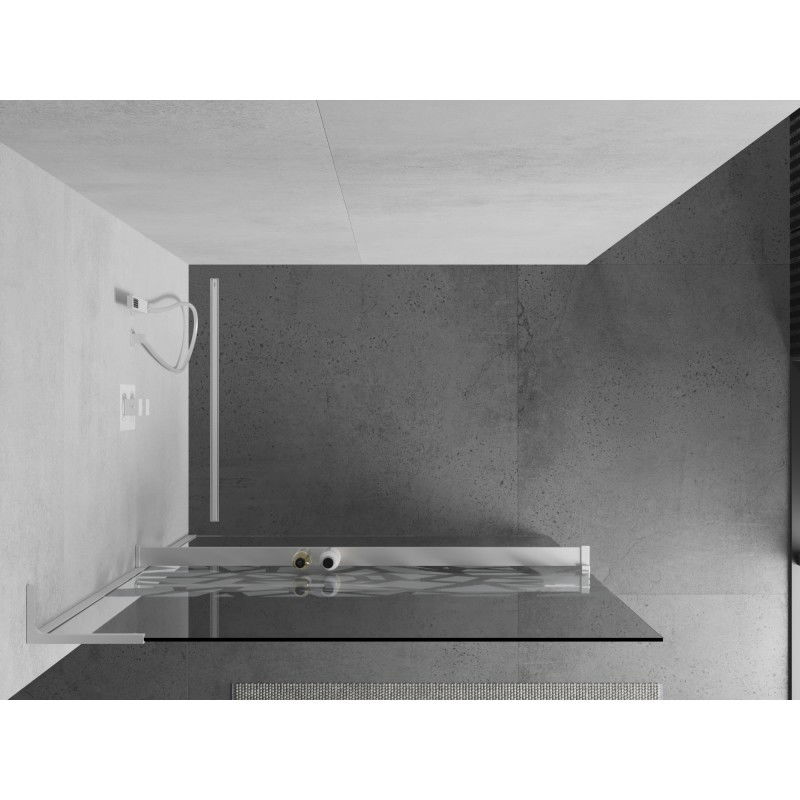Mexen Kioto+ L paroi de douche avec étagère Walk-in 90 x 200 cm, motif blanc, blanc - 800-090-123-20-85