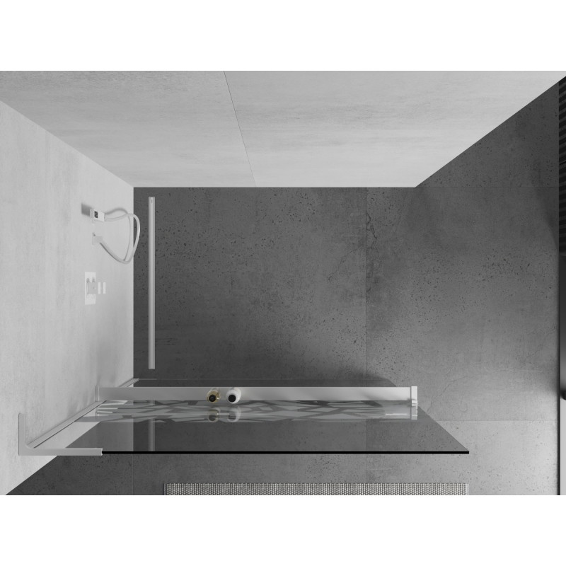 Mexen Kioto+ L dušisein riiuliga Walk-in 120 x 200 cm, valge muster, valge - 800-120-123-20-85